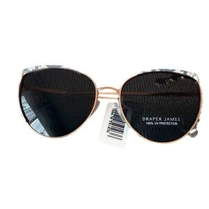 Draper James Sunglasses Womens Cat Eye Blue Floral Gray Tinted Lenses Metal